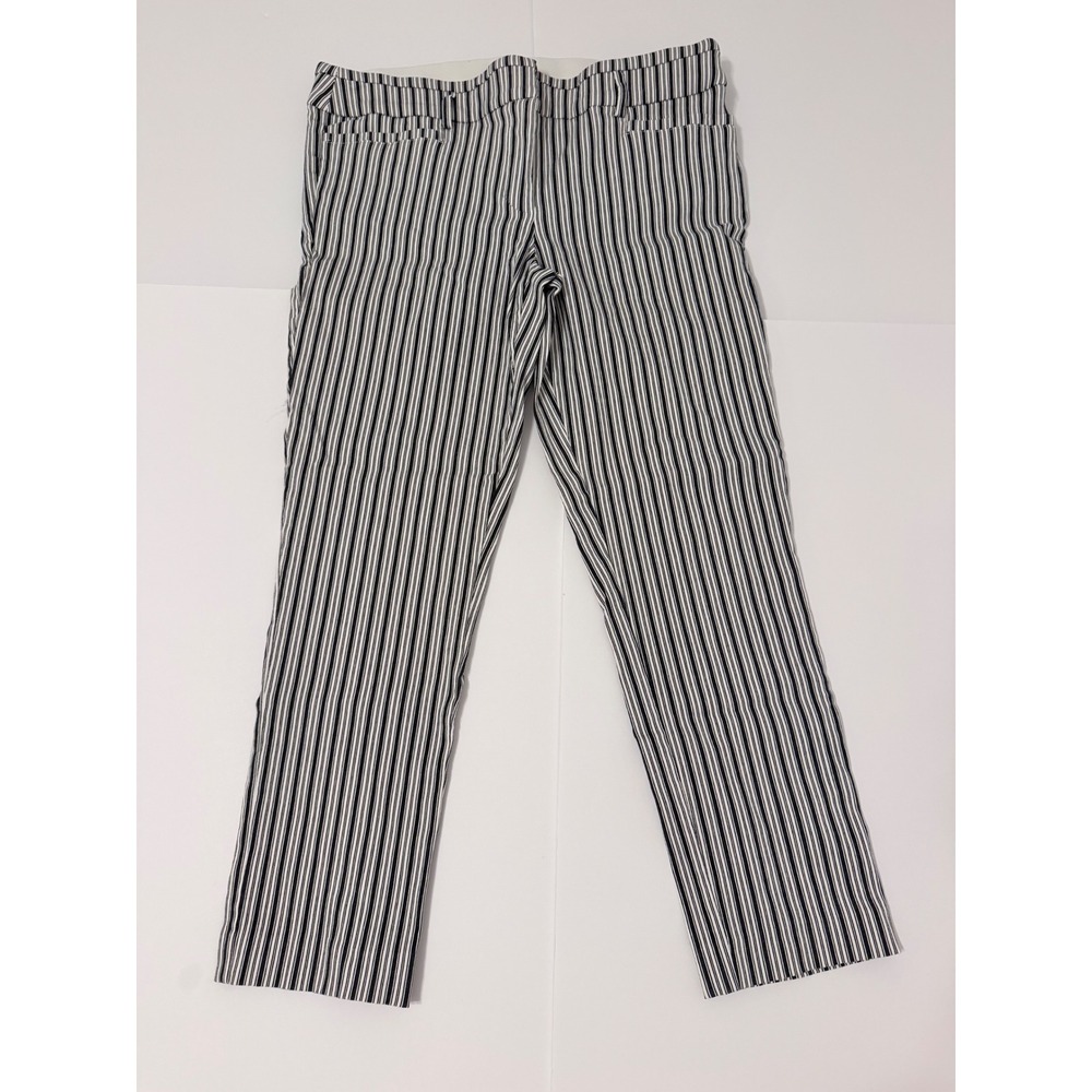 Candies Audrey Ankle Striped Dress Pants Black White Size 13 Slim Fit Trousers